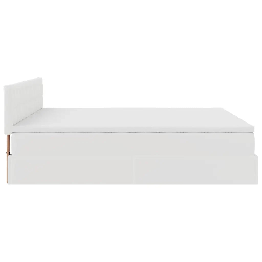 Struttura Letto Pouf con Materassi Bianco 200x200 cm Similpelle 3311962