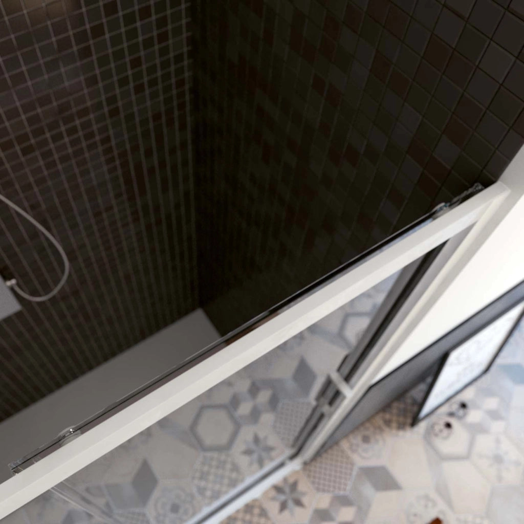 Porta Doccia Nicchia in PVC 170 CM H 200 Vetro Trasparente Profilo Bianco mod. Star 2 Ante