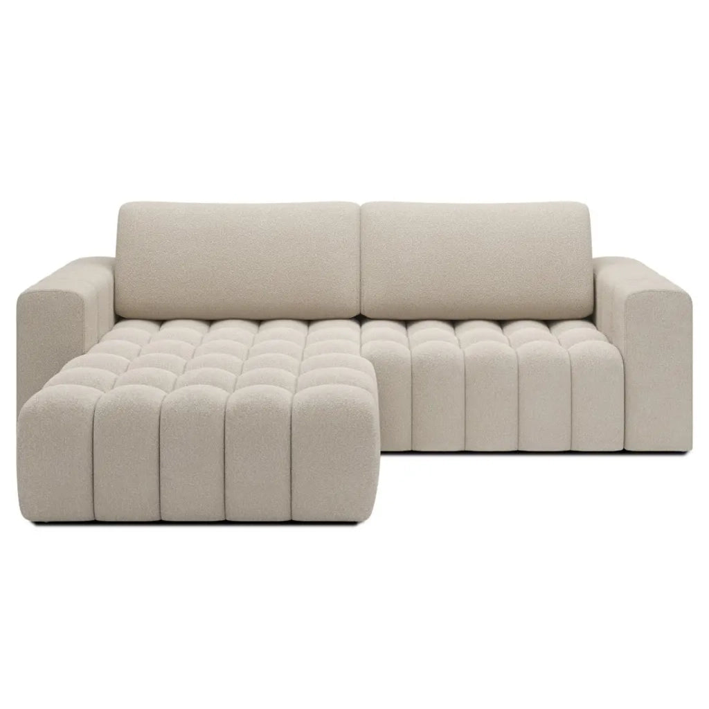Divano angolare convertibile DORY beige 250 cm con vano contenitore angolo destro