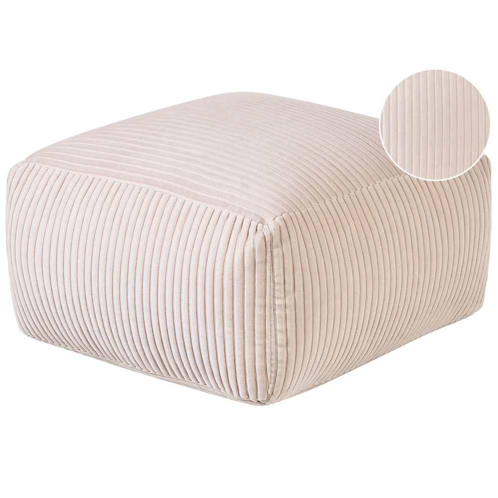 Moderno Pouf Intrecciato da Salotto Velluto a Coste 50 x 30 cm Motivo Beige Chiaro