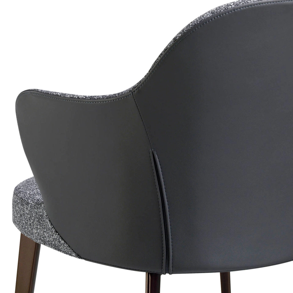 Sedia in tessuto ed ecopelle grigio scuro