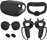 Compatibile per Van da utilizzo su Meta/Oculus Quest 2Custodia in silicone, set di cinque pezziVRAccessori: protezione manico, protezione unità di testa - nero