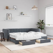 Divano Letto Estraibile Cassetti Grigio Scuro 90x190cm Velluto 3196777