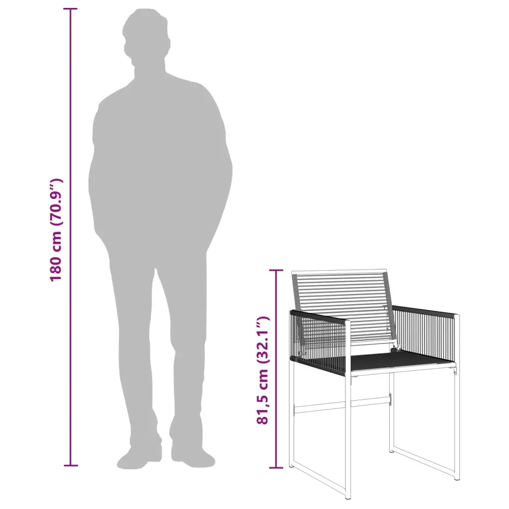 Set da Pranzo da Giardino 7 pz | Set Salotto da Giardino Nero in Polyrattan