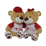 Trade Shop - Coppia Orsi Orsetti In Peluche Con Maglia "i Love You" 25cm San Valentino 69413 -