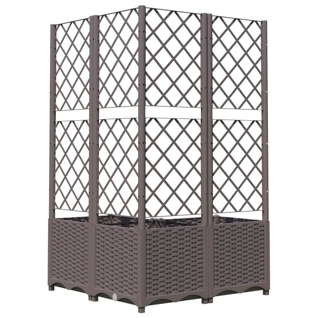 Fioriera rialzata per piante fiori terrazza giardino con traliccio 80 x 80 x 136 cm PP marrone 02_0038319