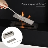 Camino Bioetanolo da Parete con Serbatoio da 0.7L e Copertura 20m², Acciaio, 72x11x72cm, Argento e Nero