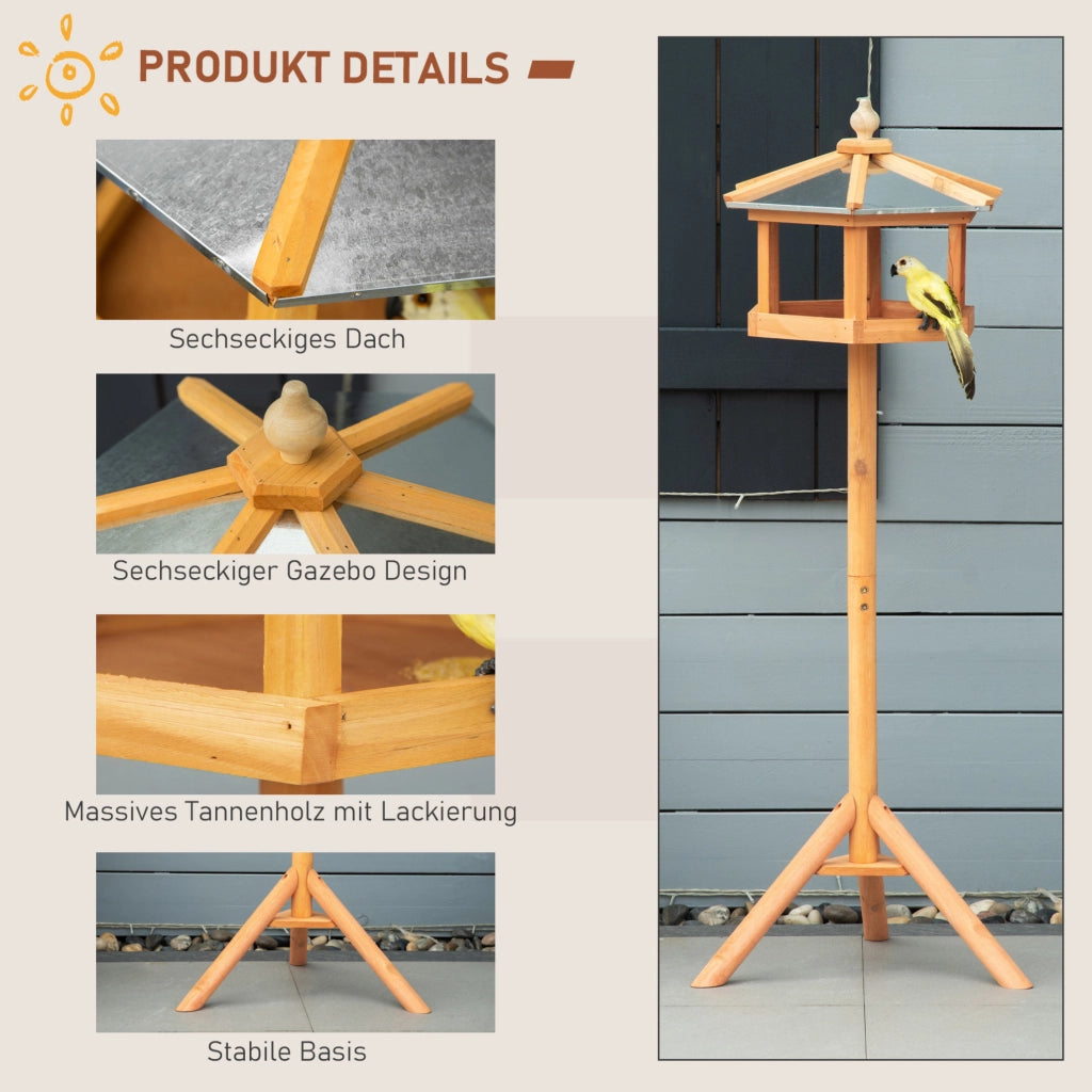 Mangiatoia per uccelli in legno con supporto
