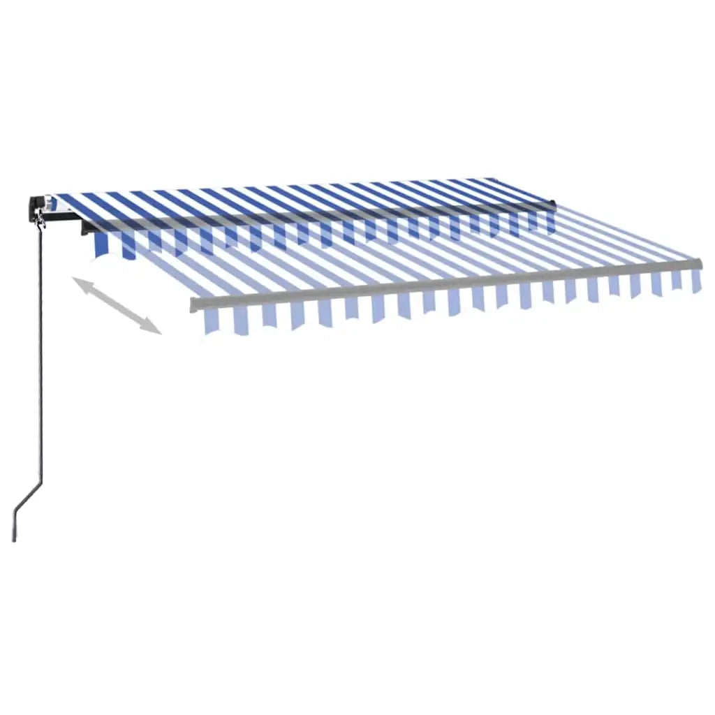 Tenda da Sole Retrattile Manuale con LED-Tenda parasole per Patio 350x250cm Blu e Bianca
