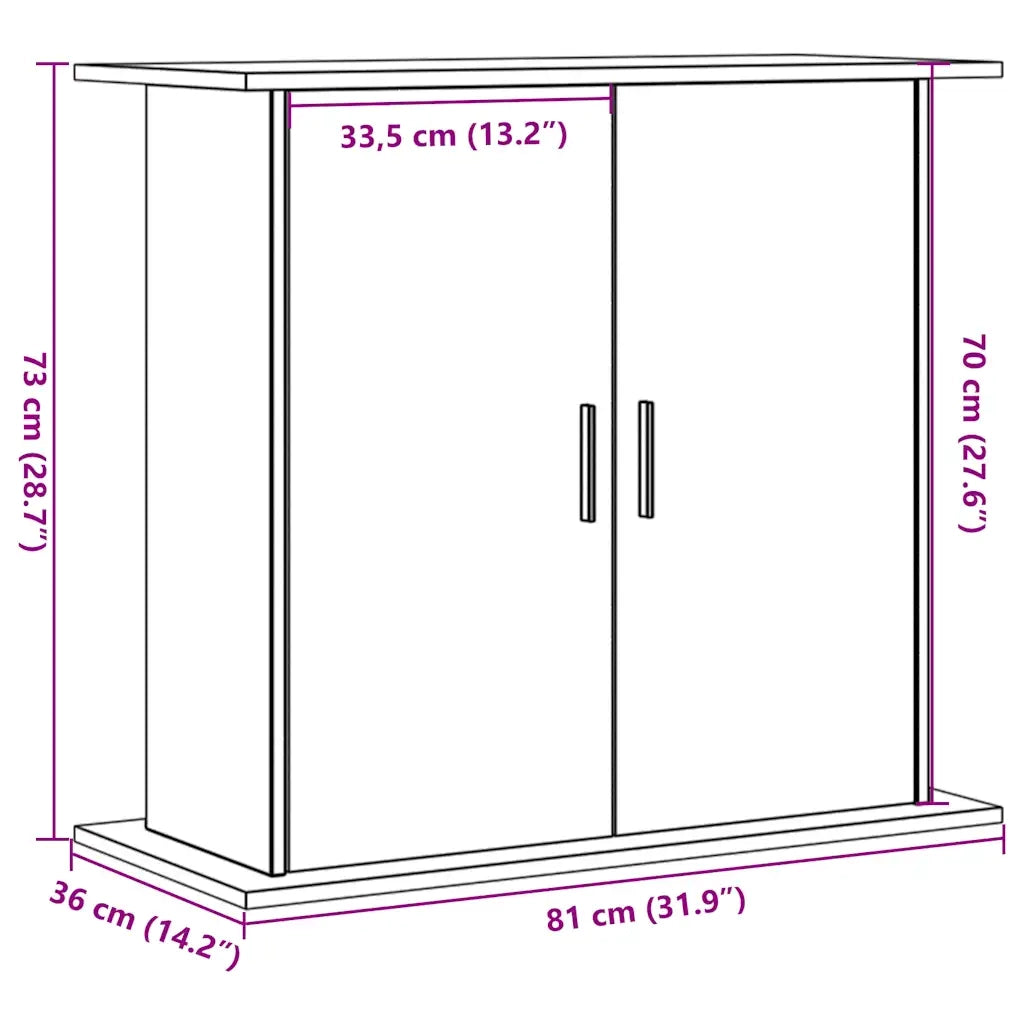 Supporto Acquario 81x36x73 cm in Legno Multistrato Legno Antico CFW4180977