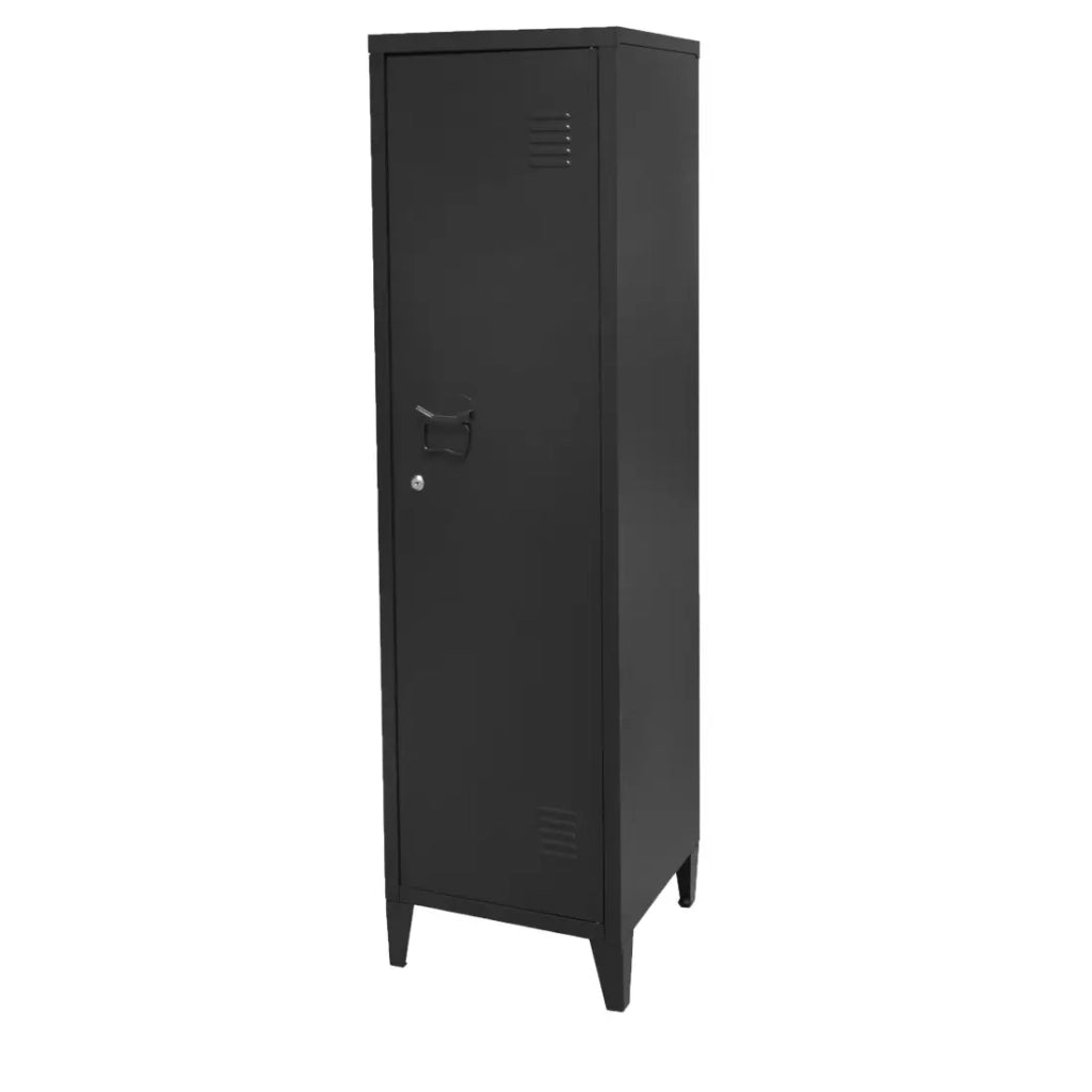 Armadietto spogliatoio per ufficio a 1 anta – Stile industriale, dimensioni 38x38x137 cm, colore nero