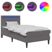 Letto singolo | Letto per adulti | Struttura del letto con testiera Grigio 90 x 190 cm Similpelle