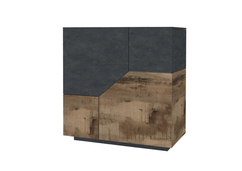 Credenza 100x43cm 2 ante cucina mobile soggiorno moderna antracite e acero pereira Klain Report