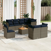 Set Divani da Giardino 9 pz con Cuscini Grigio in Polyrattan