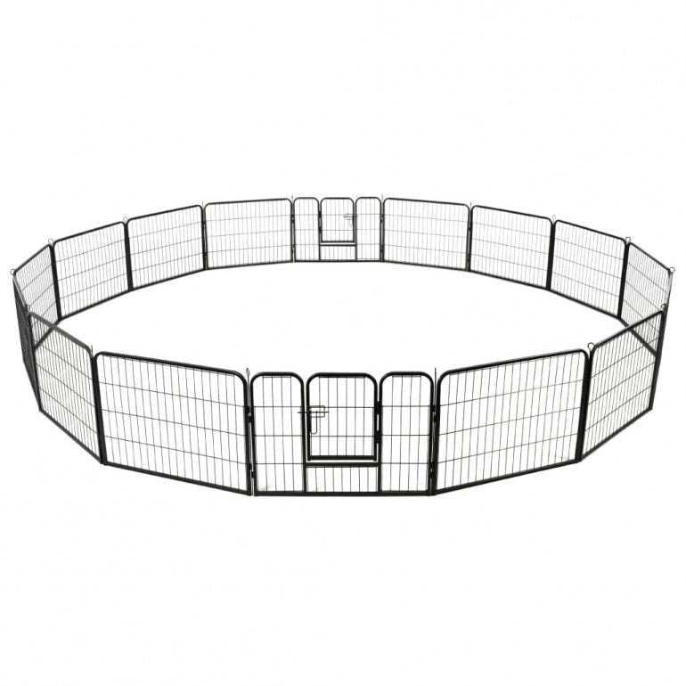 Recinto circolare box per cani Ezooza Opole con 16 pannelli in acciaio da 60 x 80 cm cadauno
