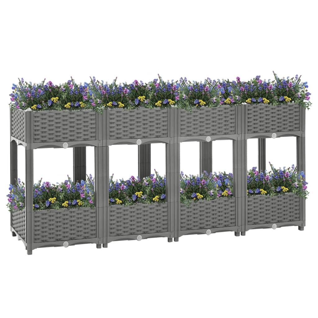 Fioriera rialzata per piante fiori terrazza giardino 160 x 40 x 71 cm polipropilene grigio 02_0039218