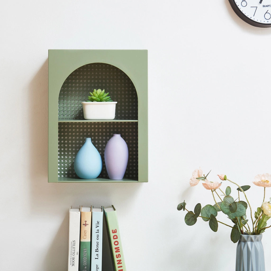 Scaffale da Parete Jäller Design Arcuato 40x30x13 cm Verde [en.casa]