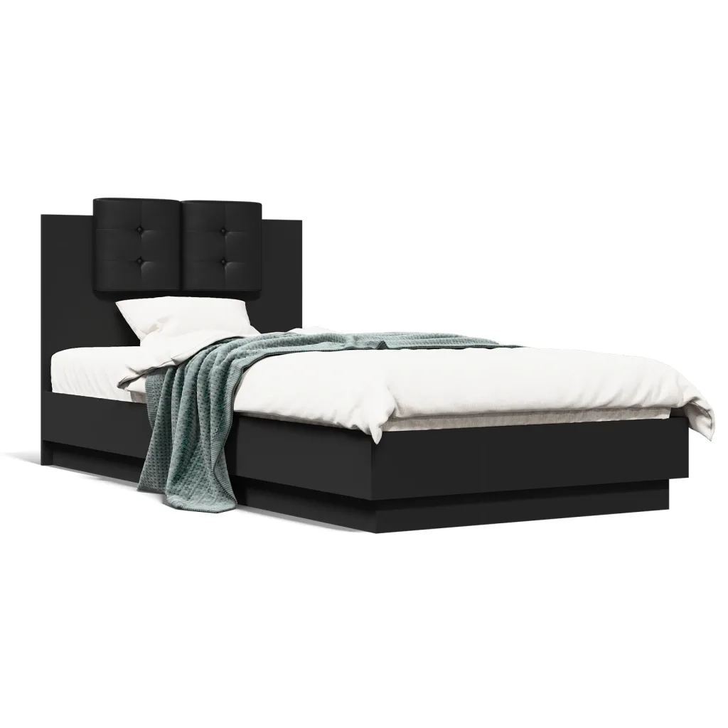 Giroletto con Testiera Nero 75x190 cm in Legno Multistratocod mxl 91035