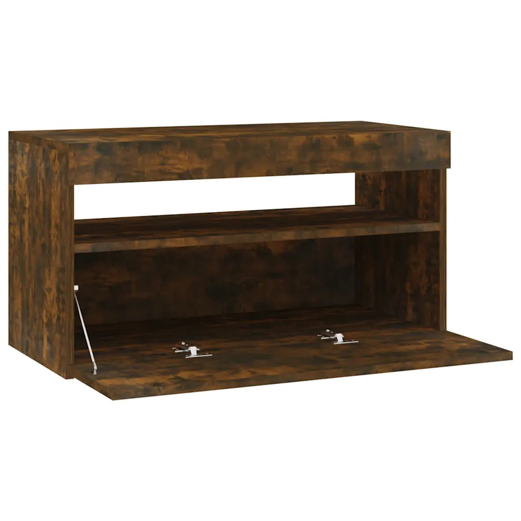 Mobile Porta TV con Luci LED Rovere Fumo 75x35x40 cm 815123