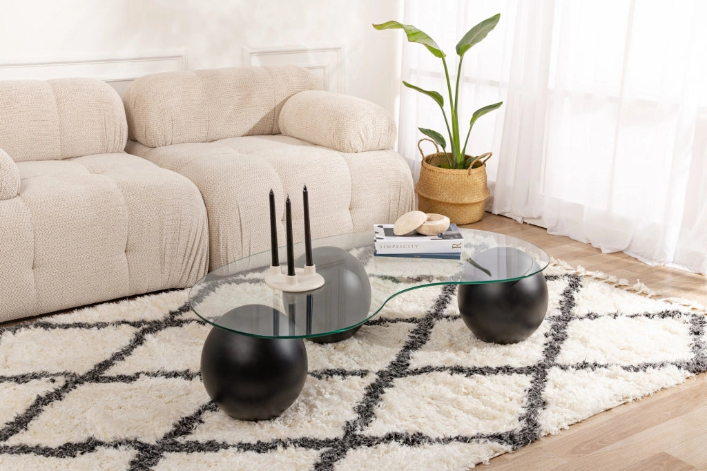 Tavolino in vetro "Sphere" - 120 x 70 x 30 cm - Nero