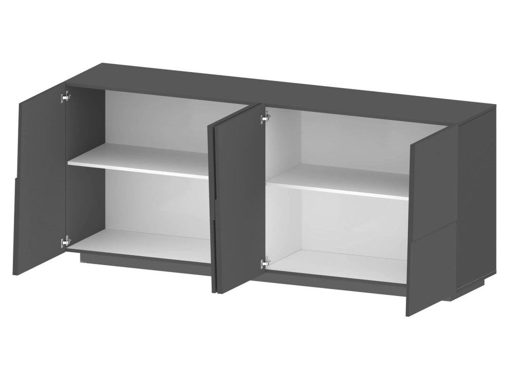 Credenza Arda, Buffet da soggiorno, Madia da salotto moderna con 4 ante, 200x44h86 cm, Antracite