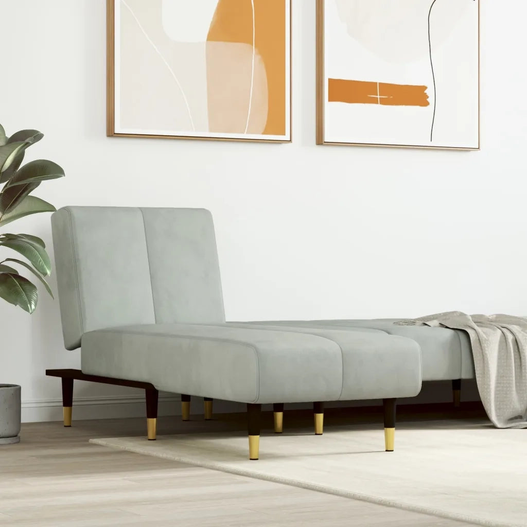 Chaise Longue in Velluto Grigio Chiarocod mxl 118592
