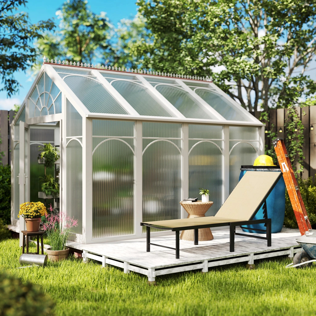 Poltrona Reclinabile da Giardino con Schienale Regolabile ¨C zephmum ¨C Caqui 166x60x84 cm