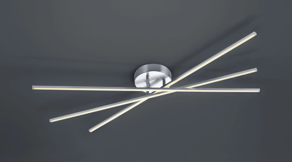 TIRIAC PLAFONIERA LED 27W 2850lm, 3000KGRANDE 3 BACCHETTE ORIENTABILI DI METALLO ACCIAIO SATINATO DIMMERABILE CON INTERRUTTORE A SCATTO D.100CM