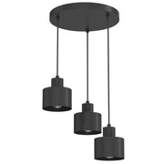 Lampada sospensione Parkla 3xE27 nera cilindrica