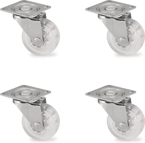 Set di 4 ruote silenziose in gomma per mobili 50 mm con piatto a vite - ruote a sterzo per interni ed esterni