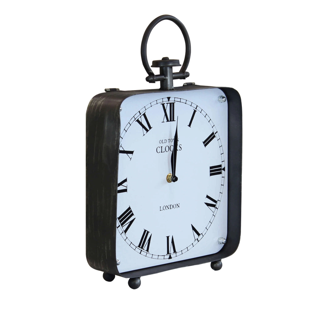 OROLOGIO DA APPOGGIO NATHAN QUADRATO IN FERRO NERO 25,5 X 7,5 X H38,5 CM