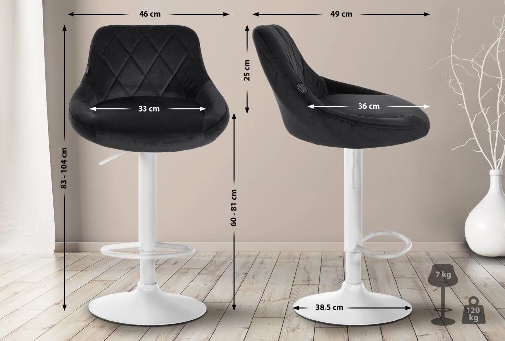 2er Set Barhocker Lazio Samt weiЯ