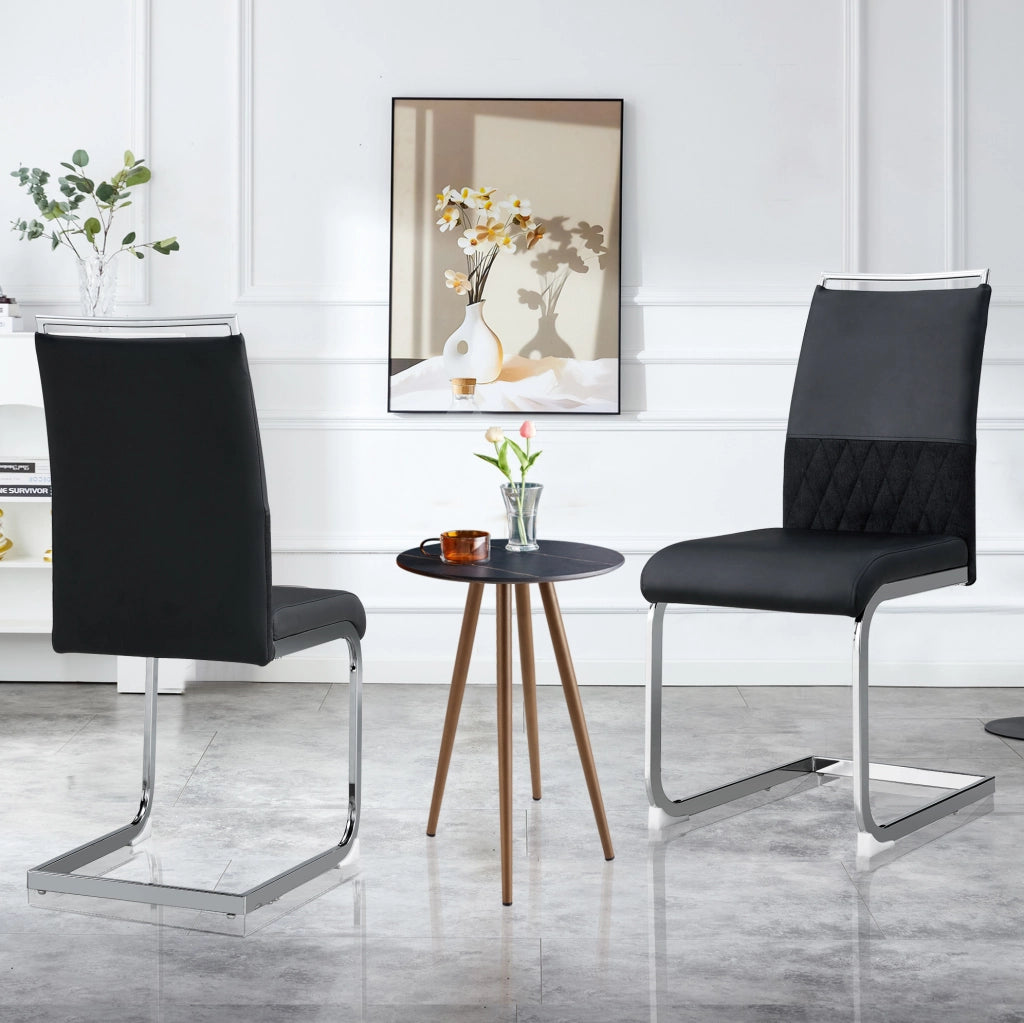 Sedia da pranzo nera in metallo con schienale ergonomico imbottito