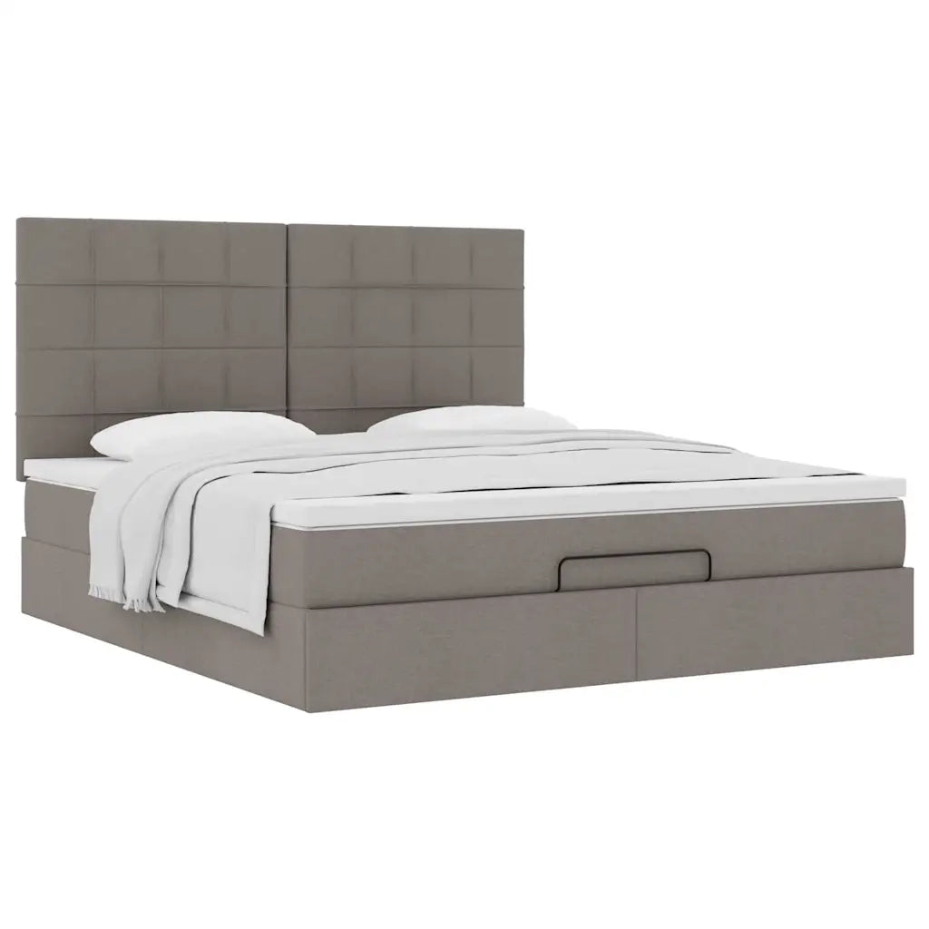 Struttura Letto Pouf con Materasso Tortora 160x200cm in Tessuto 3313172