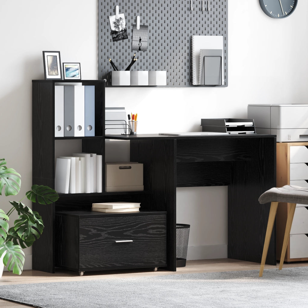 Mobile con Cassetti Rovere Nero Legno Ingegnerizzato Compatto