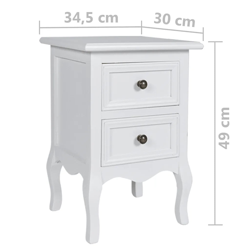 Set Comodini con 2 Cassetti 4 pz in MDF Bianchi  cod mxl 31209