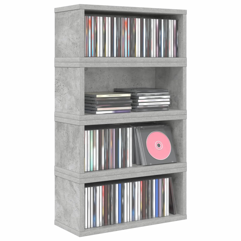 Rack per Stoccaggio CD 4 pz Grigio Cemento 40 x 17 x 17 cm 8012717