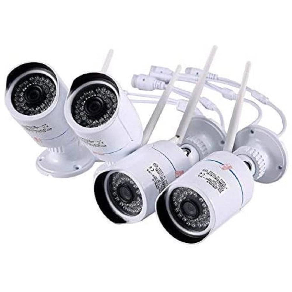 Trade Shop - Kit Videosorveglianza Hd Nvr Wifi A 4 Canali Con 4 Telecamere Incluse Ahd 1,3 Mp -