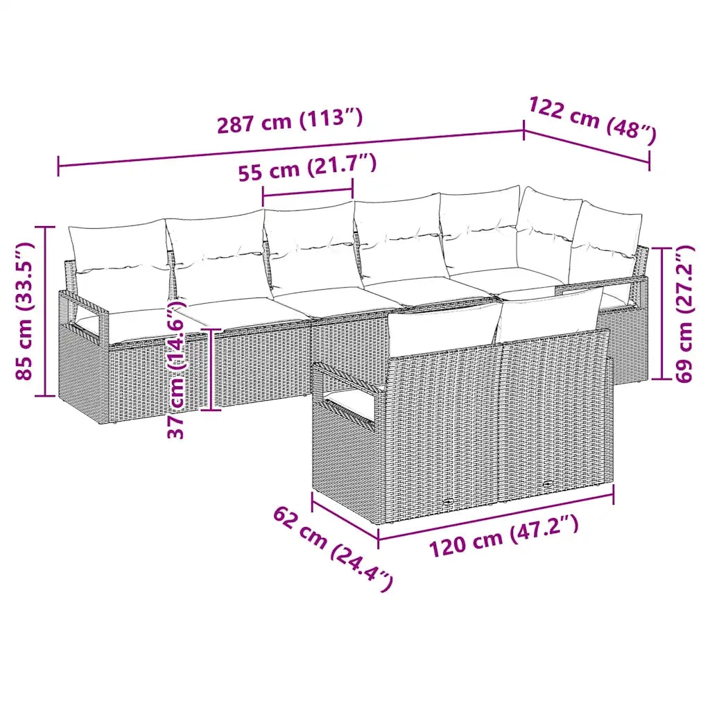 Set di divani 8 pcs Nero polyrattan 3346433