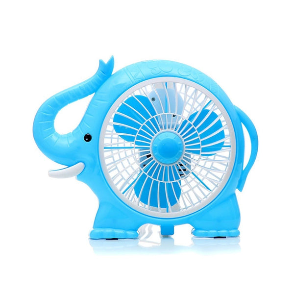 Trade Shop - Ventilatore Da Tavolo 3 Ventole A Forma Di Elefante Silenzioso Colorato 8" -