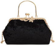 Clutches per donna elegante con catena e maniglia per cerimonia di matrimonio e festa nera