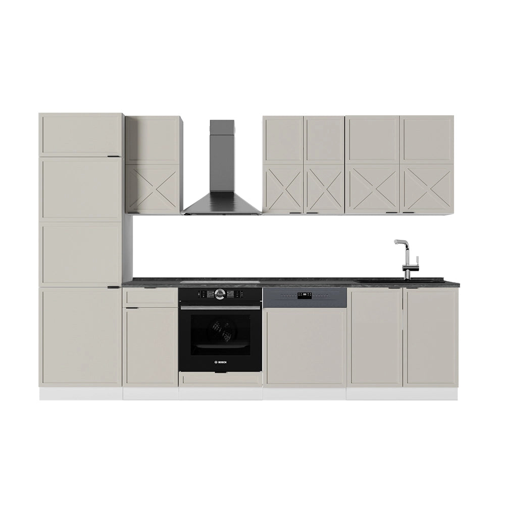 Cucina componibile Fame-Line GrigioBeige/Bianco 300 cm, PL Antracite Vicco