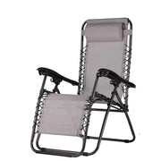 Trade Shop - Sdraio Sedia In Textilene Pieghevole Multiposizione Reclinabile Giardino Con Poggiatesta - Grigio Chiaro