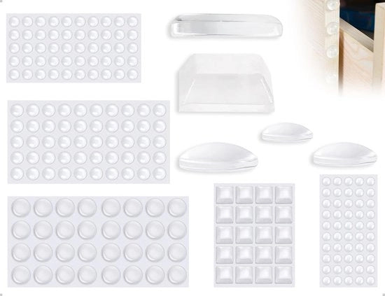 Pads elastici 202 pezzi - Stoppi trasparenti - Dampenedori autoadesivi - Assorbimento shock - Eliminazione rumore - 5 misure - Dampenedori