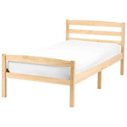 Letto singolo in legno di Pino chiaro con Rete a Doghe 80 x 200 cm Testiera a doghe minimalista