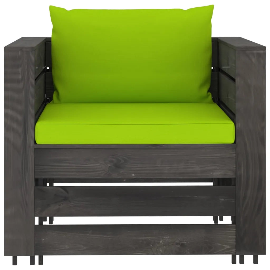 Set Divani da Giardino con Cuscini 2 pz Legno Impregnato Grigio cod mxl 51243