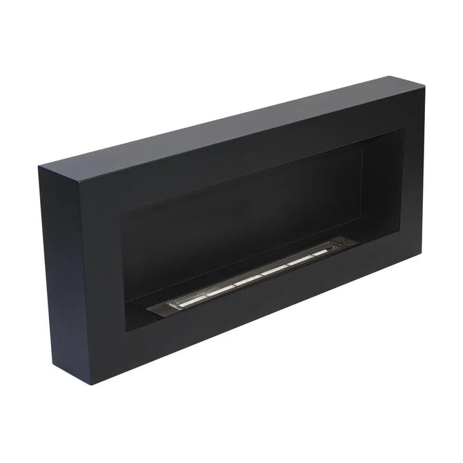Camino a Bioetanolo da Parete 90x12x40 cm in Acciaio Inox Nero
