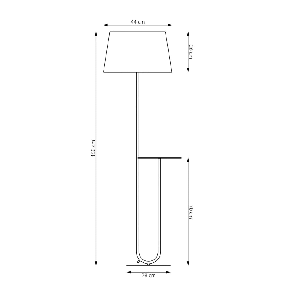 Piantana 1 Luce Horus Paralume In Tessuto Beige Con Mensola In Acciaio Nero