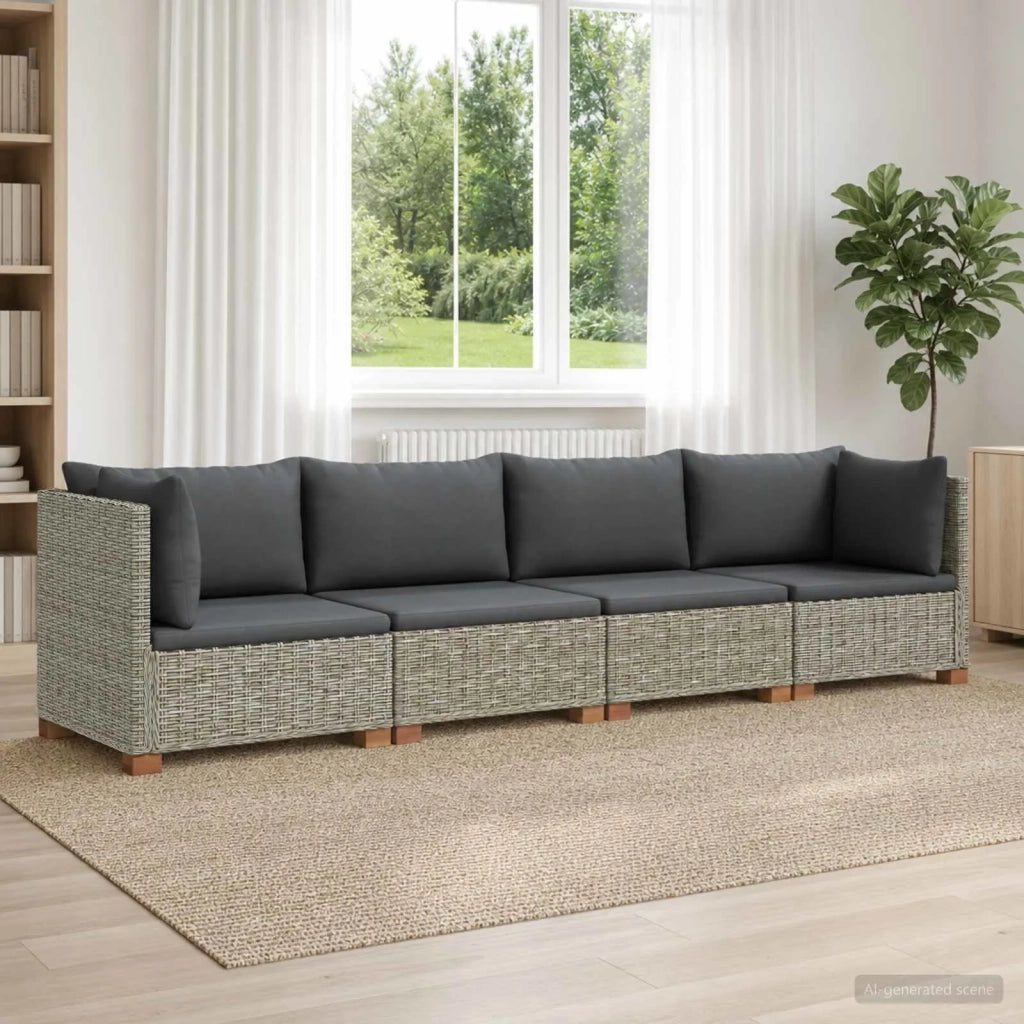 4 pz Set Lounge in Rattan con Cuscini GENDT Rattan naturale 3429861
