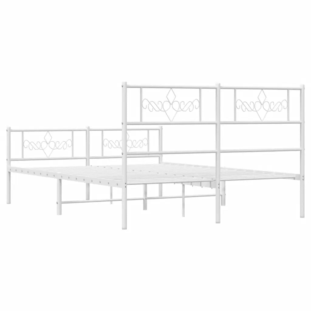 Giroletto con Testiera e Pediera Metallo Bianco 120x200 cm 355332